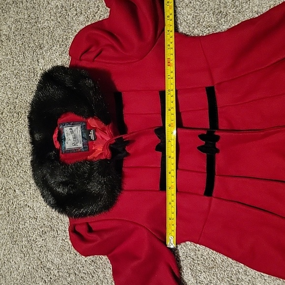 Girls Red Dres Coat & Hat Size 4 - Picture 7 of 10